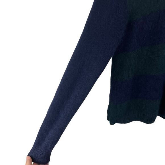 Jenni Kayne Angora Wool Blend Striped Crew Neck Sweater Dark Navy Green Size S - Picture 7 of 8